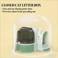 thumbnail image 5 of BISHE Enclosed Cat Litter Box with Openable Front Lock Lid, Space Capsule Design, 2-Step Anti-Tracking Litter Tray, Included Litter Scoop, Large Private Hooded Cat Toilet for Cats Up to 10 lbs, Green, 5 of 6