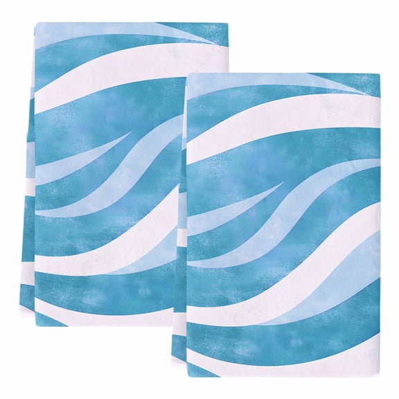 Dish Towels, Blue Stripe Absorbent Kitchen Towels 2 PCS, Modern Abstract Lines Microfiber Hand Towels Dish Cloths Tea Towels for Home Bathroom Cleaning Drying,18X28-Inch,