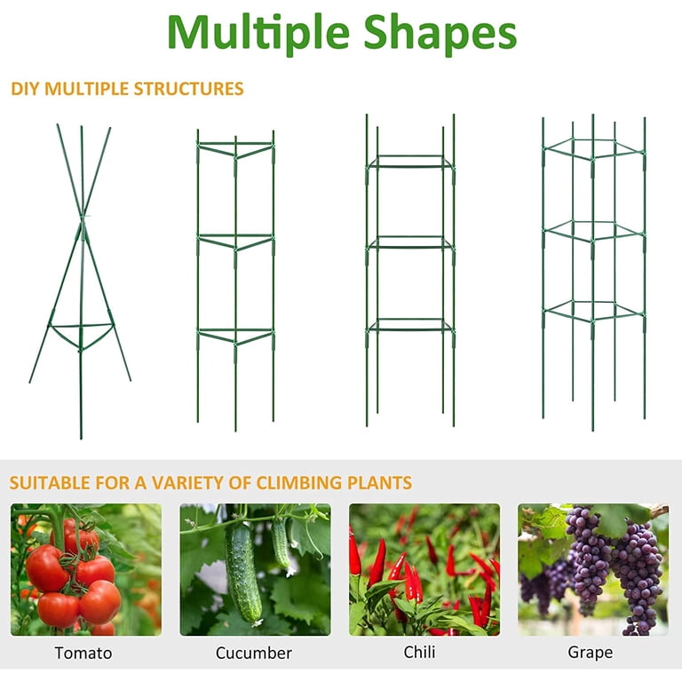 Heavy Duty Tomato Cages 3-Pack - 56 Inch Adjustable Plant Supports For Garden Vegetables