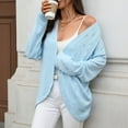 thumbnail image 5 of Womens Knitted Cardigan Long Sleeved Coat Solid Color Blouse Loose Fitting Cardigan Jacket Light Blue S, 5 of 6