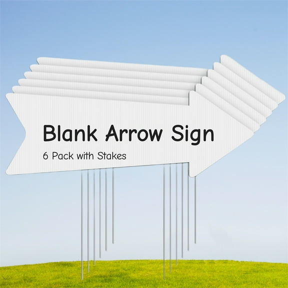 TGY White Blank Arrow Signs,6 Pack Yard Signs With Stakes,This Way Signage,Plug-in Plastic Board Guidepost Decorations,Versatile for Home Garden Wedding Party