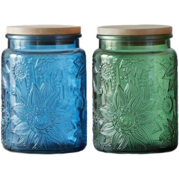 Vintage Glass Mason Jar with Lid, 23.7 FL OZ, Cute Coffee Tea Candy Jar