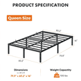 thumbnail image 3 of Ledrem Heavy Duty Queen Bed Frame, 16 Inch High, No Box Spring Needed, 1100 lb Capacity, Under-Bed Storage, Easy Assembly and Noise Free, 3 of 9