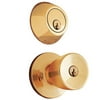 Mountain Security Entry Doorknob and Deadbolt, Polished Brass Finish