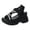 A Black, variant on Women's Lightweight Knit Platform Wedge Sandals Hollow Out Breathable Walking Shoes Comfortable Non Slip Slingback Slides White Size 9.5