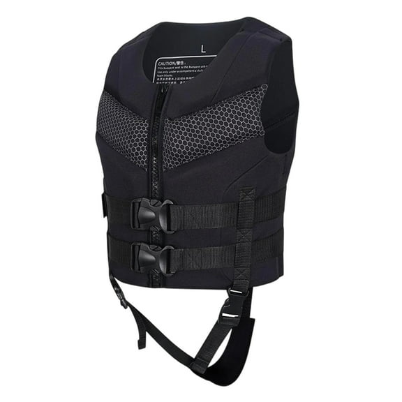 Tiweut Safety Life Jacket for Adults Breathable Life Buckle and Zipper Swim Vest for Water Sports,Black