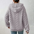 thumbnail image 5 of Women's Textured Knit Sweater Hooded Long Sleeve Pullover Warm Comfortable Winter Top Grey XXL, 5 of 6