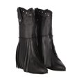 thumbnail image 1 of Bota Vaquera Platonia Cowboy Flecos Camelia Cabra Piel Negro Mujer, 1 of 5