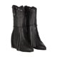 thumbnail image 1 of Bota Vaquera Platonia Cowboy Flecos Camelia Cabra Piel Negro Mujer, 1 of 5
