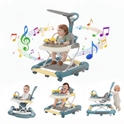 HDUTNGISN 5-in-1 Green Adjustable Baby Walker with Wheels for Boys & Girls