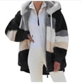 thumbnail image 2 of Chaqueta de mujer Moda Patchwork Felpa Cremallera Abrigo con capucha Regalo de Navidad-3, 2 of 2