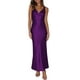 thumbnail image 1 of Vestido largo VUBIYA Elegante satén con cuello en V sin espalda morado, 1 of 5