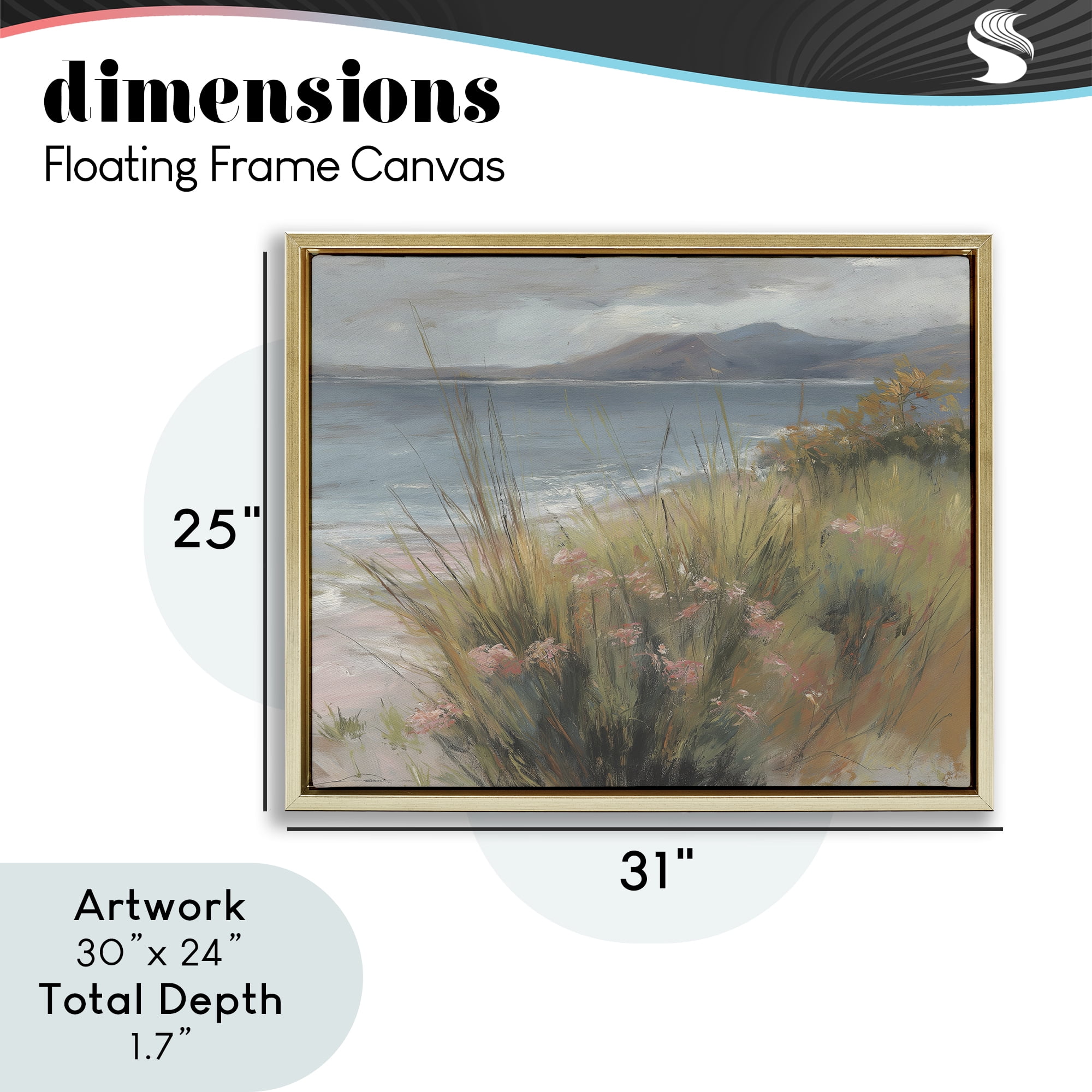 Stupell Industries The Green Valley Beach Gold Framed Floater Canvas Wall Art, design by Svetlana Aleynikova