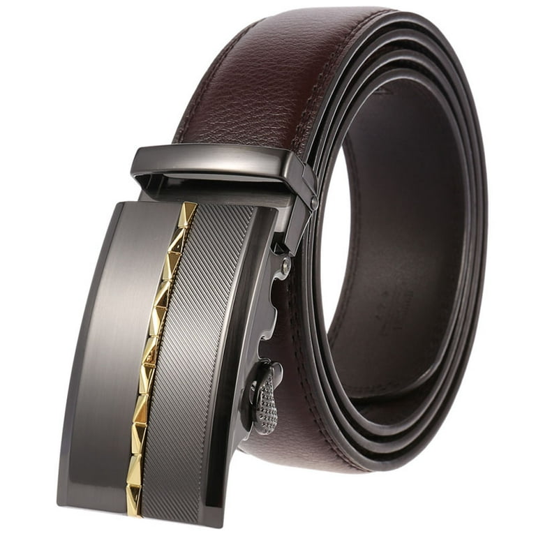 New Style Men's Genuine Leather Ratchet Dress Belt with Automatic Buckle  Brand Luxury Business Belt Strap for Men Male Best Gift - Walmart.com
