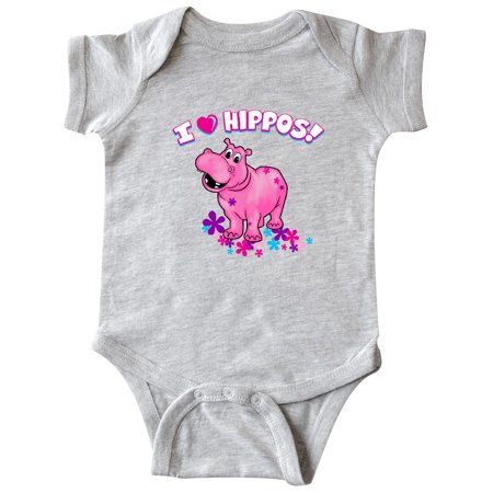 

Inktastic I Love Hippos with Pink Hippo and Flowers Gift Baby Boy or Baby Girl Bodysuit