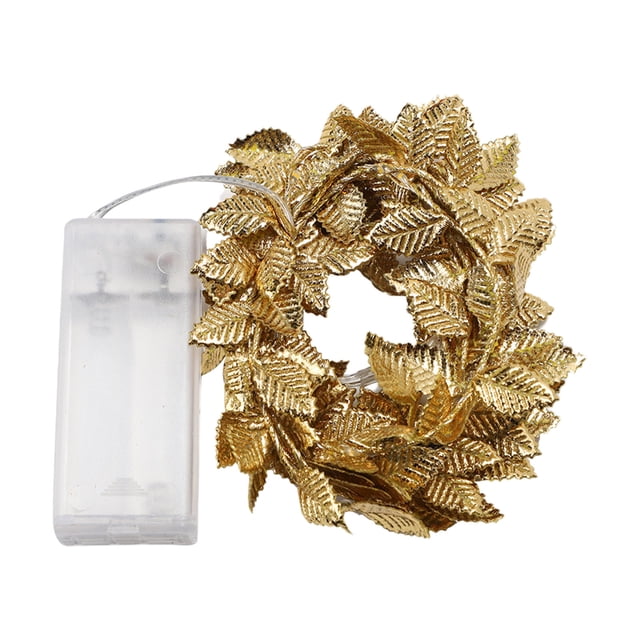 Outdoor String Lights, Led Simulation Golden Leaf Light String Rattan Decorative Light Golden Leaf Festival Light Bead Flashing Light