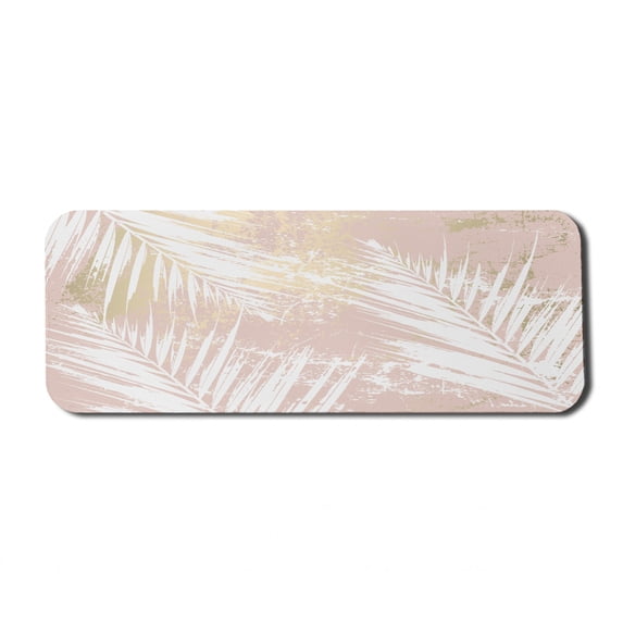 Botanical Computer Mouse Pad, Continuous Palm Leaves Print Grunge Illustration, Rectangle Non-Slip Rubber Mousepad Large, 31" x 12" Gaming Size, Blush Camel, by Ambesonne