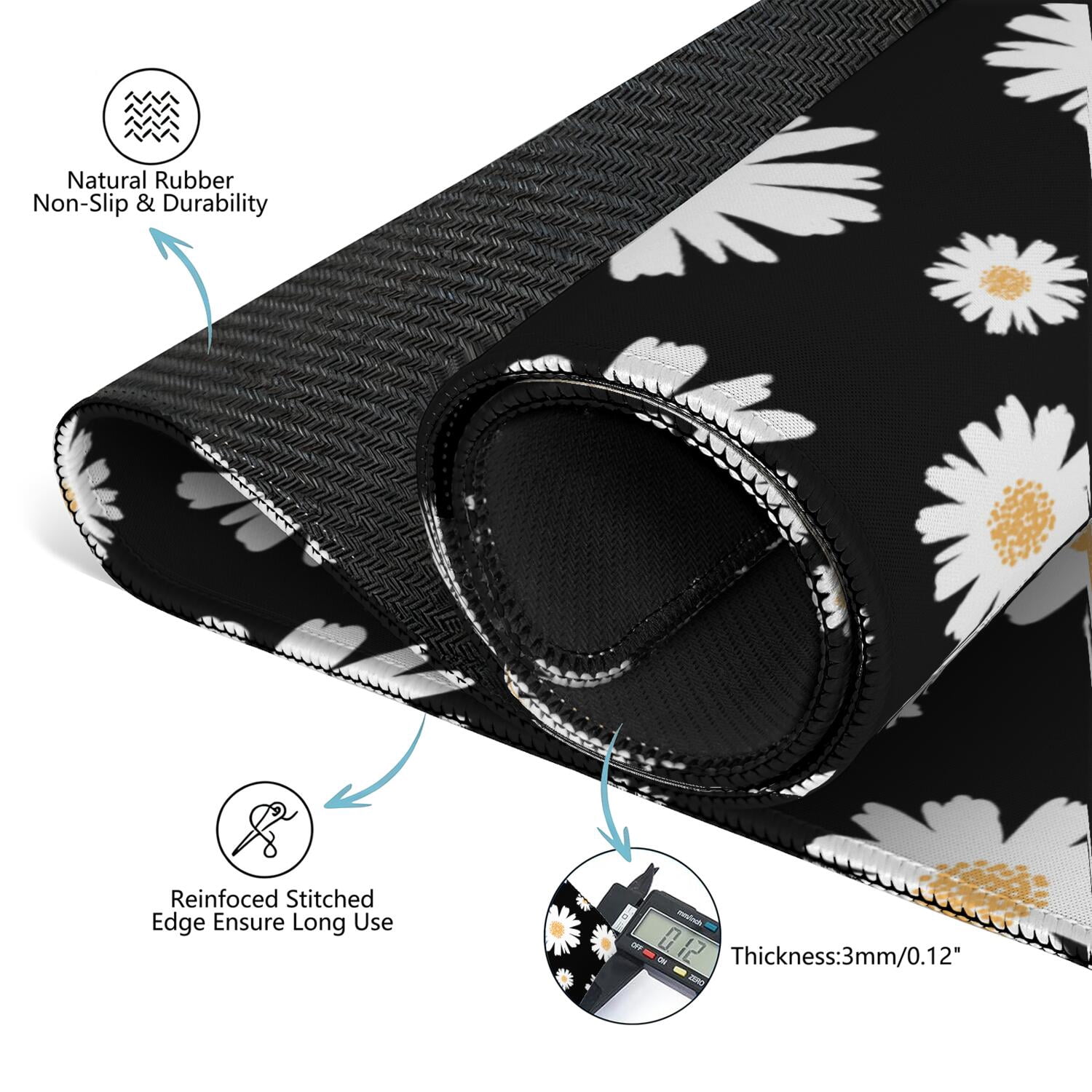 Premium Floral Style Large Mahjong Mat 31.5x31.5 Inch Rubber Game Pad Anti-Slip Surface Quiet Play for Chinese Tiles & Family Game Nights