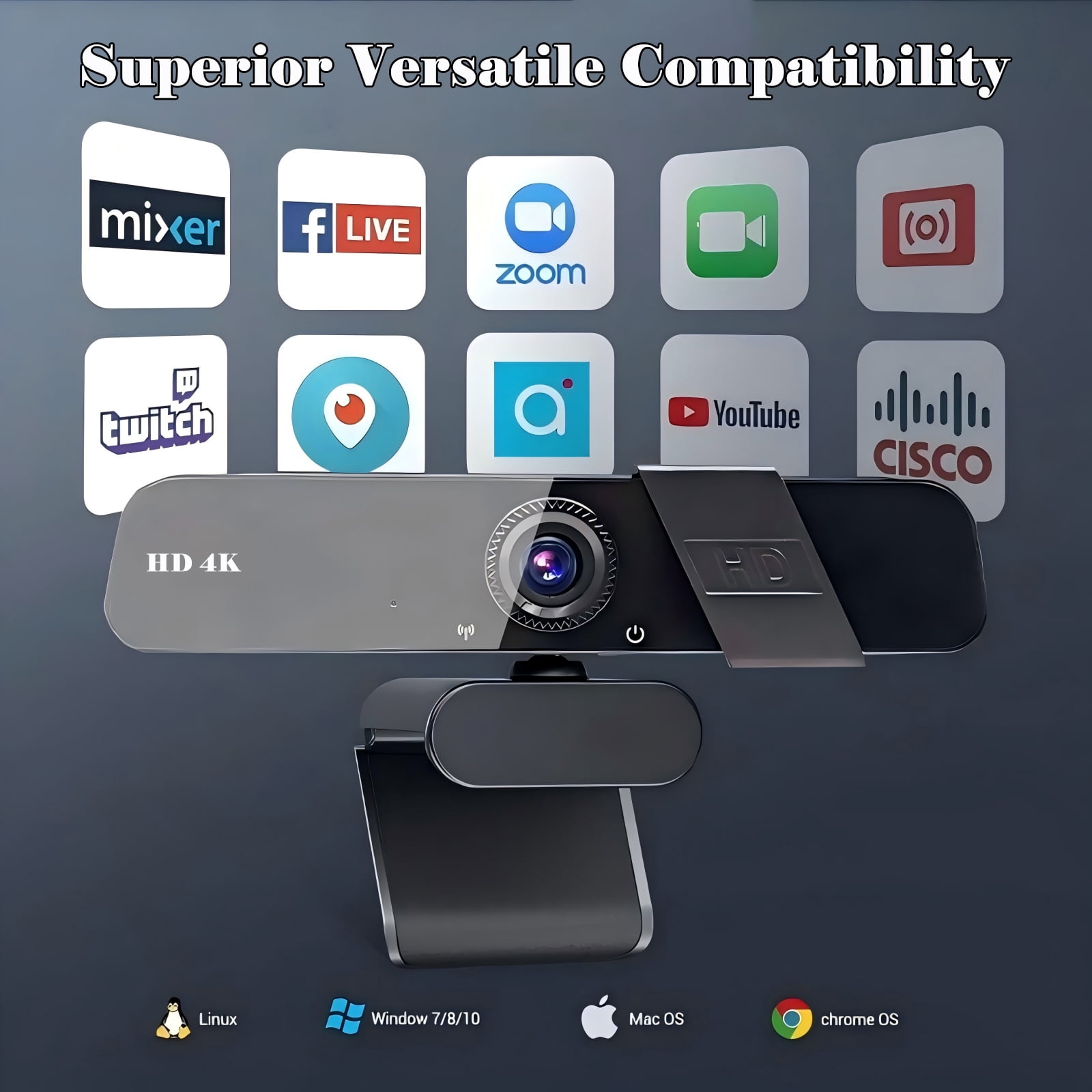 RONY 4K Autofocus Computer Webcam: Plug & Play Computer Camera with Noise-Canceling Mic for PC Streaming Desktop Laptop