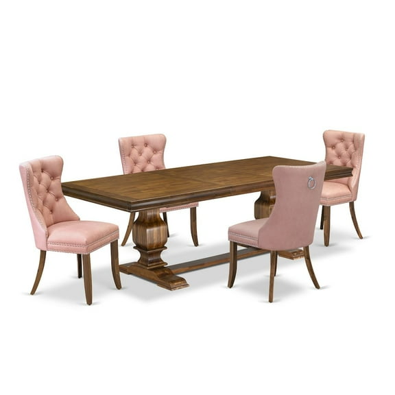 Luxe by East West Furniture 5 piece Kitchen Table Set a Modern Dining Table and 4 Dining room Chairs