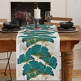 thumbnail image 2 of Table Runner Dresser Scarves 72 Inch Long, Gold Line Ginkgo Biloba Leaves Linen Dining Table Runners Modern Abstract Wild Marble Tabletop Scarf for Wedding Holiday Party Kitchen, 2 of 7