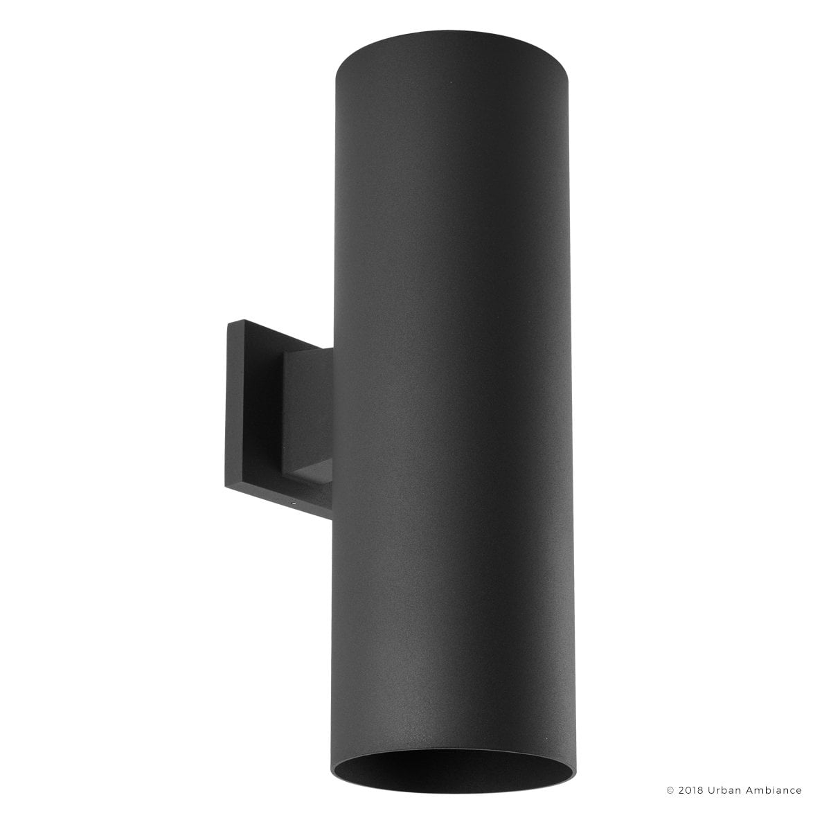 Urban Ambiance Luxury Modern Outdoor Wall Light, Size: 18"H x 6"W, with Transitional Style Elements, Midnight Black Finish, UHP1066
