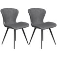 thumbnail image 1 of HomCom Mid-Century PU Leather Accent Dining Chairs, Grey (Set of 2), 1 of 10
