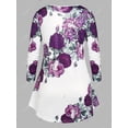 thumbnail image 2 of Camiseta de Túnica de Talla Extra con Estampado Floral de Talla Grande Rosegal Mangas largas de talla grande, 2 of 5
