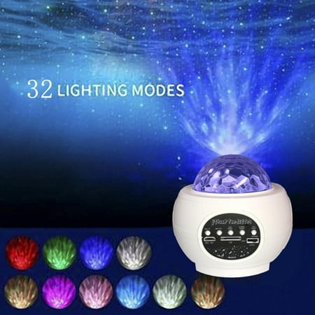 

6 Colors Ocean Waving Light Stars Sky Projector 360 Degree Rotation LED Ceiling Projector Built-in Music Player Ocean Wave Starry Projector with Bluetooth Speaker Remote Control