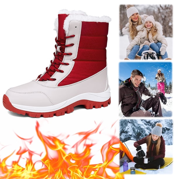 Botas Nieve para Mujer Impermeables A Media Pantorrilla Con Forro Piel El Senderismo Al Aire Libre