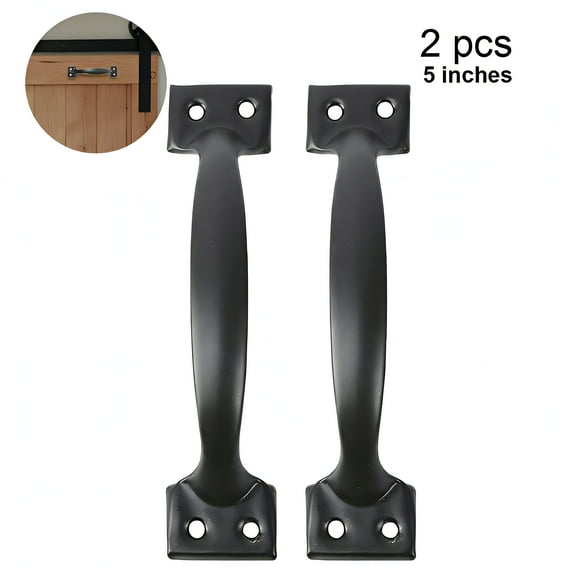 TALENO Fancy Barn Door Handle,5 inch Gate Handle Set (Pack of 2),Door Pull,Pull Handle for Sliding Barn Door Gate Cabinet Closet Drawer Garage Shed - 8Pcs Screws Included Black