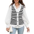 thumbnail image 3 of Sociala Women's Striped Sweater Vest Fall Colorblock Button Up Knit Sleeveless Tank Tops, 3 of 4