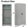 thumbnail image 2 of Wardrobe Closet with 2 Doors, Wooden Modern Freestanding Armoire with Shelves and Hanging Rod, Clothes Organizer Cabinet for Bedroom, Guestroom, Gray, 2 of 7