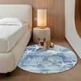 thumbnail image 3 of Blue Coastal Round Living Room Rugs 6 ft, Nautical Starfish Jellyfish Coral Summer Washable Area Rug with Non-Slip Sturdy Edge Binding Round Carpet for Kitchen Office Bedroom, 3 of 9