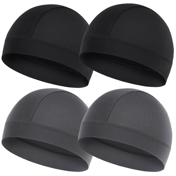XALMERIQ 4 Pack Skull Cap for Men and Women, Cooling Skull Cap Helmet Liner, Breathable Sweat Wicking Cycling Cap, Quick Dry Hard Hat Liner for Sports