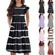 thumbnail image 1 of Girls Summer Sundress Casual Striped Midi Dress with Pockets Short Sleeve A-Line Summer Dress for Everyday Wear ,Sie:90, 1 of 9