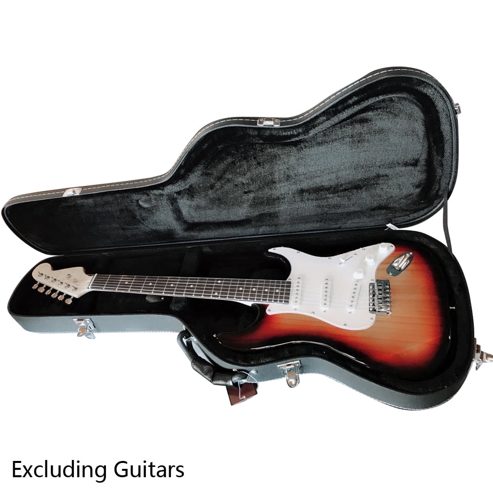 Electric Guitar Hard Case Microgroove Flat Surface Straight Flange, Black