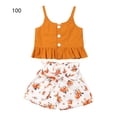 thumbnail image 2 of Qarigey Elroy - 2 piezas de ropa para niños, pantalones cortos estampados para niñas, chaleco con botones en la parte con volantes conjuntos de ropa chocolate 100cm Qarigey AP002949-03, 2 of 6