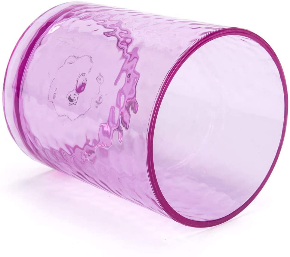 14-ounce Acrylic Glasses Plastic Tumbler set of 6 Multicolor BPA Free Dishwasher Safe Hammered Style 