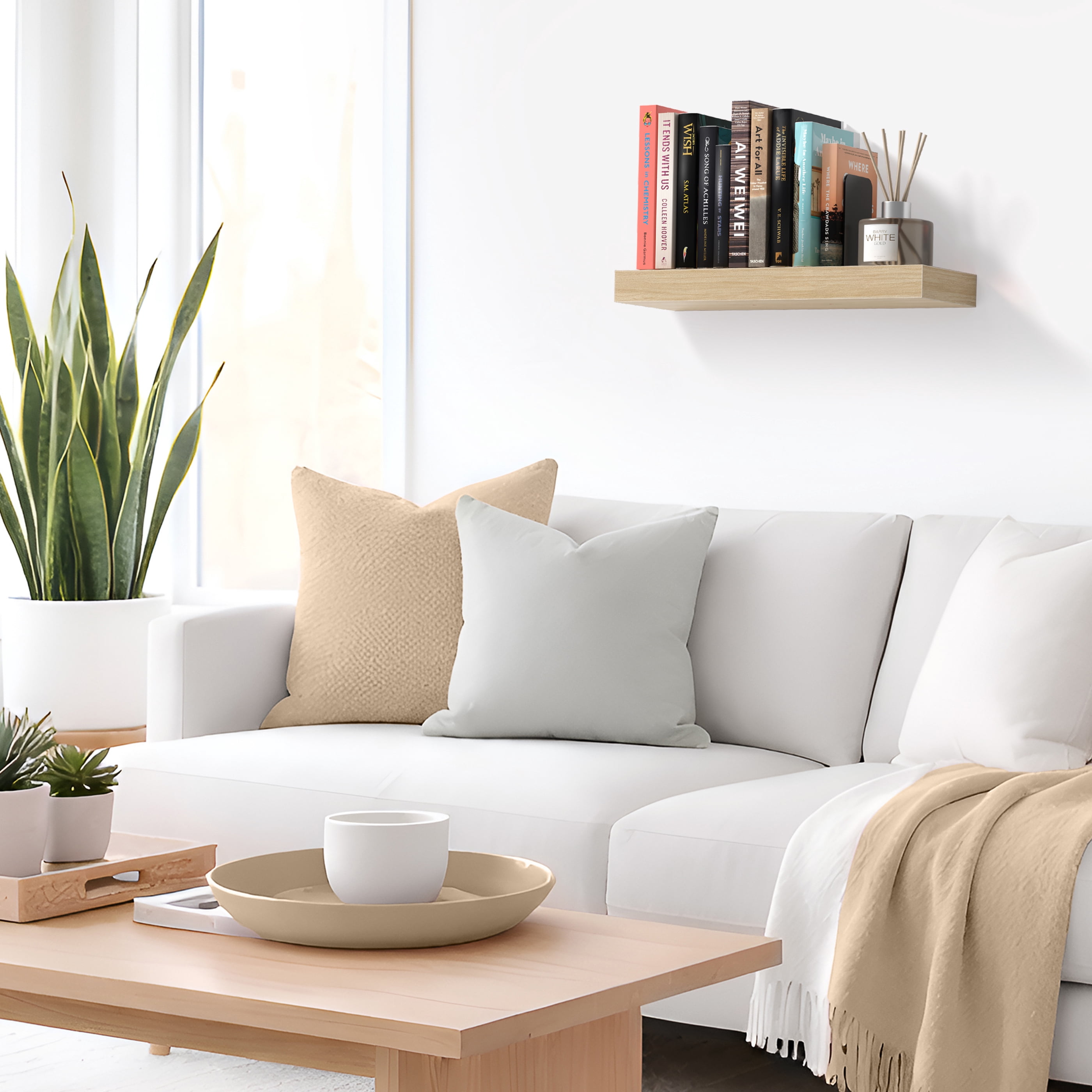Sorbus 16.25" Floating Wall Shelf, Maplewood, Invisible Brackets, Bathroom, Bedroom & Home Decor