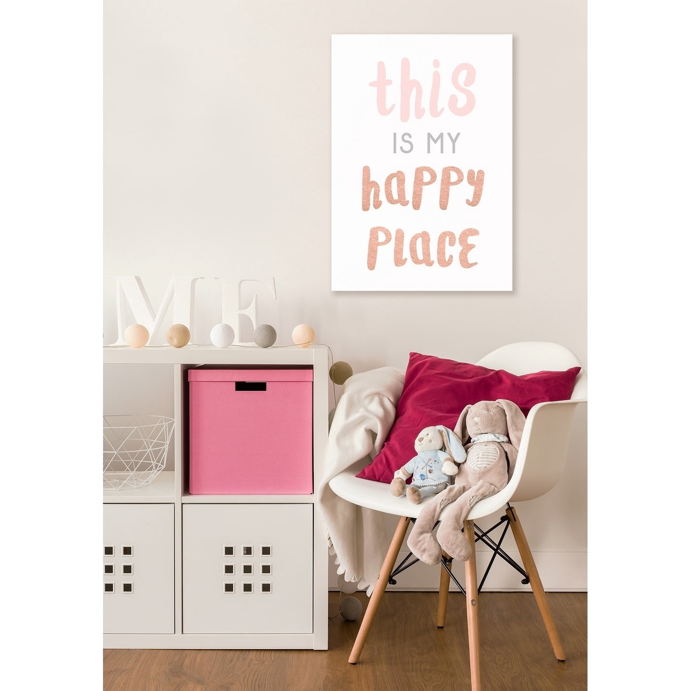 The Kids Room by Stupell This is My Happy Place Copper Typography Stretched Canvas Wall Art, 16 x 1.5 x 20