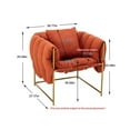 thumbnail image 4 of Modern Living Room Chair, Accent Chair with 1 Pillow, Upholstered Lounge Armchair with Golden Metal Frame and Comfortable Cushioned Seat for Bedroom, 250LBS Weight Capacity, Orange, 4 of 7