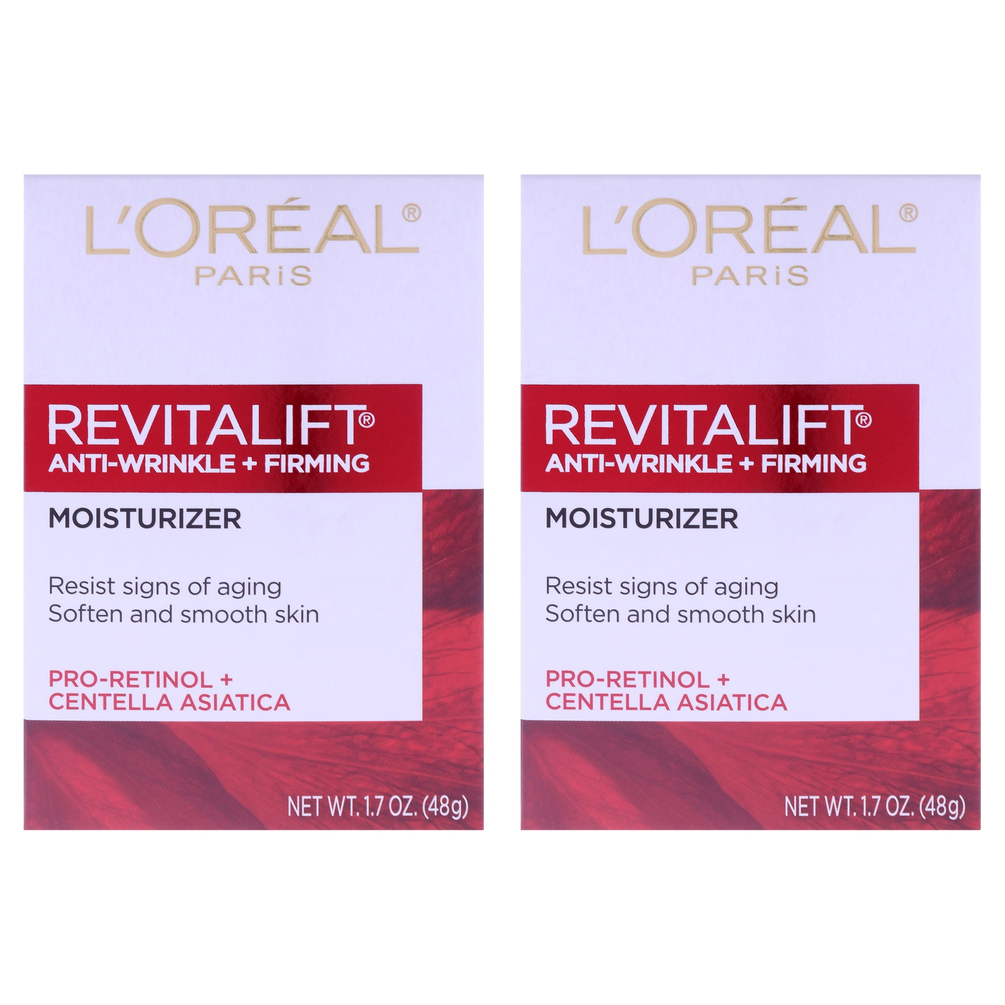 Revitalift Anti Wrinkle and Firming Day Cream by L'Oréal Paris for Unisex - 1.7 oz Moisturizer - Pack of 2