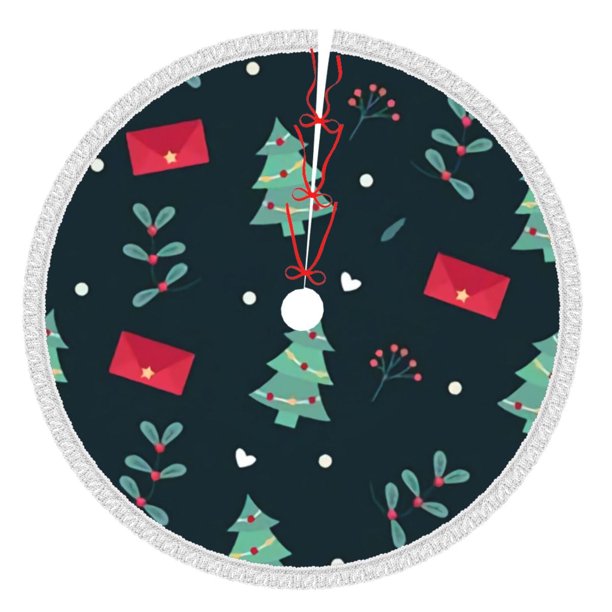 Faldas para árbol de Navidad de 48 pulgadas con texto "Merry Christmas", tapete para árbol de Navidad para vacaciones de invierno, falda para árbol de Navidad para decoraciones navideñas rústicas