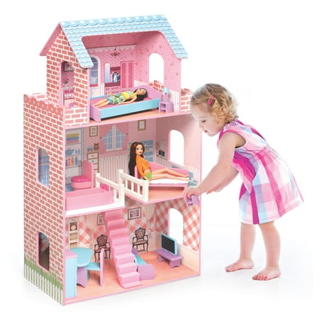 - Badger Basket Townhouse Doll Cottage with 15 Pieces of Furniture for 12 Inch Dolls