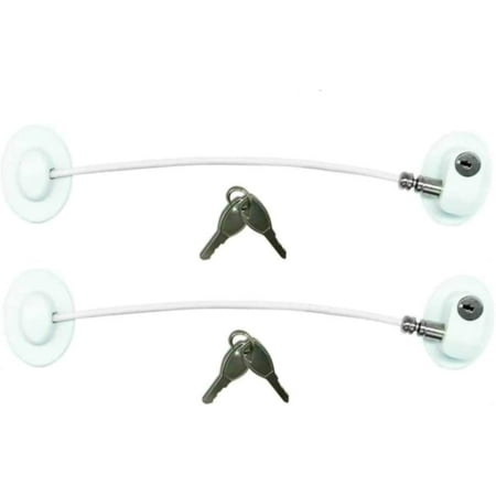 

2 Pack Refrigerator Door Locks，Freezer Door Locks，File Drawer Cabinet Locks by REZIPO White with 4 Keys