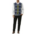 thumbnail image 2 of MODA NOVA Big & Tall Men's Casual Argyle Vest Sweater Slim Fit Knit Pullover Gray LT, 2 of 5