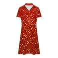 thumbnail image 4 of Generic Womens Sparkly Dress Fashion Glitter Short Sleeves Lapel V-Neck Loose Casual Midi Dresses Polka Dot Party Dress, 4 of 5
