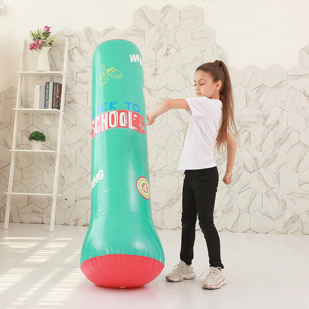 Sac De Boxe Gonflable Enfant 160cm Avec Gants - Punching Ball Sur Pied Stable (remplissage Eau/sable) - Cadeau Sport Karaté, Taekwondo 3-12 Ans