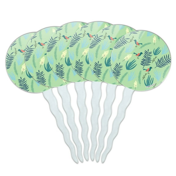 Little Bird Pattern Cupcake Picks Toppers Decoration Set of 6